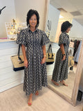 Floral Eyelet Navy Dress