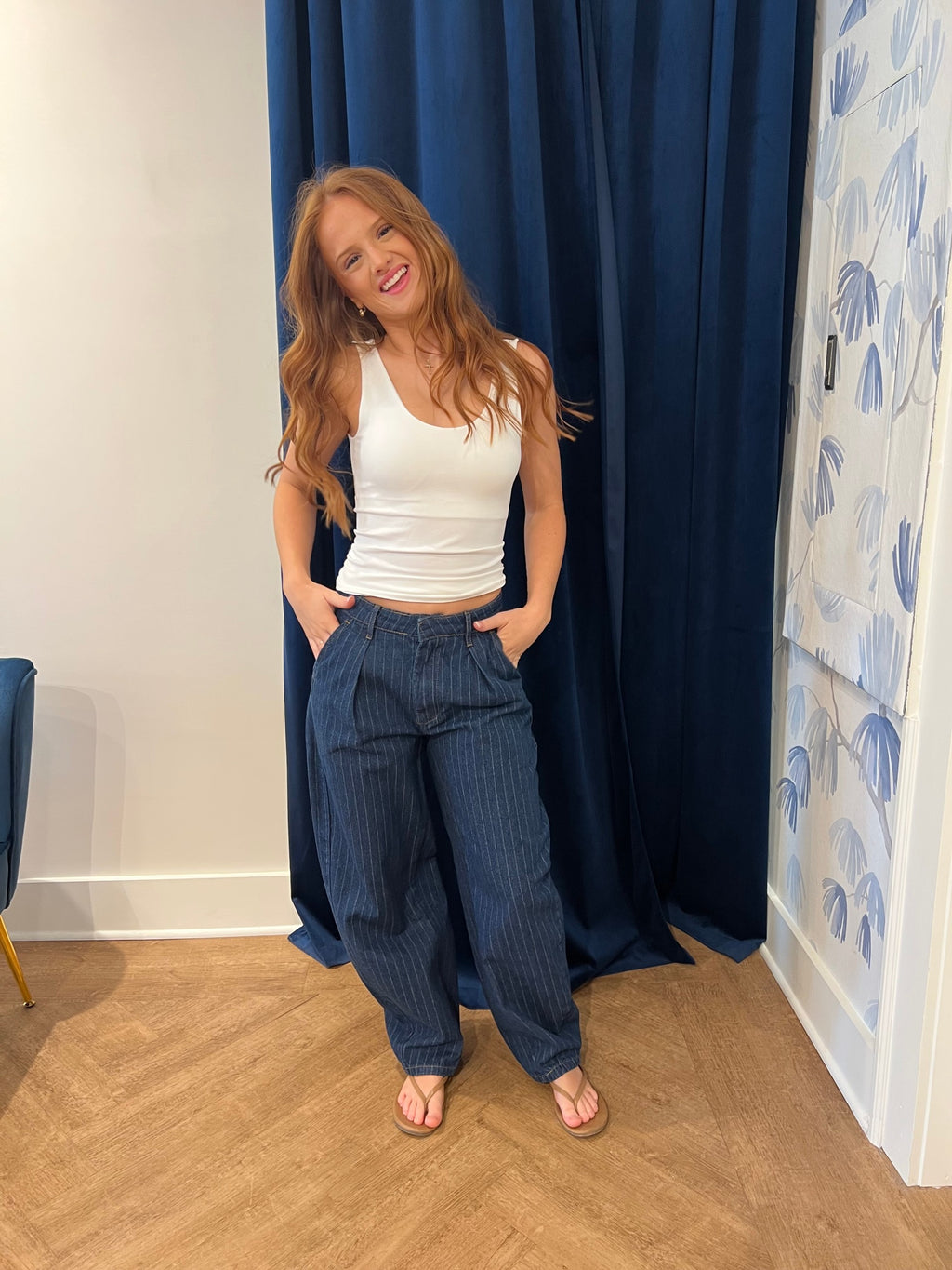 Striped Barrel Jean
