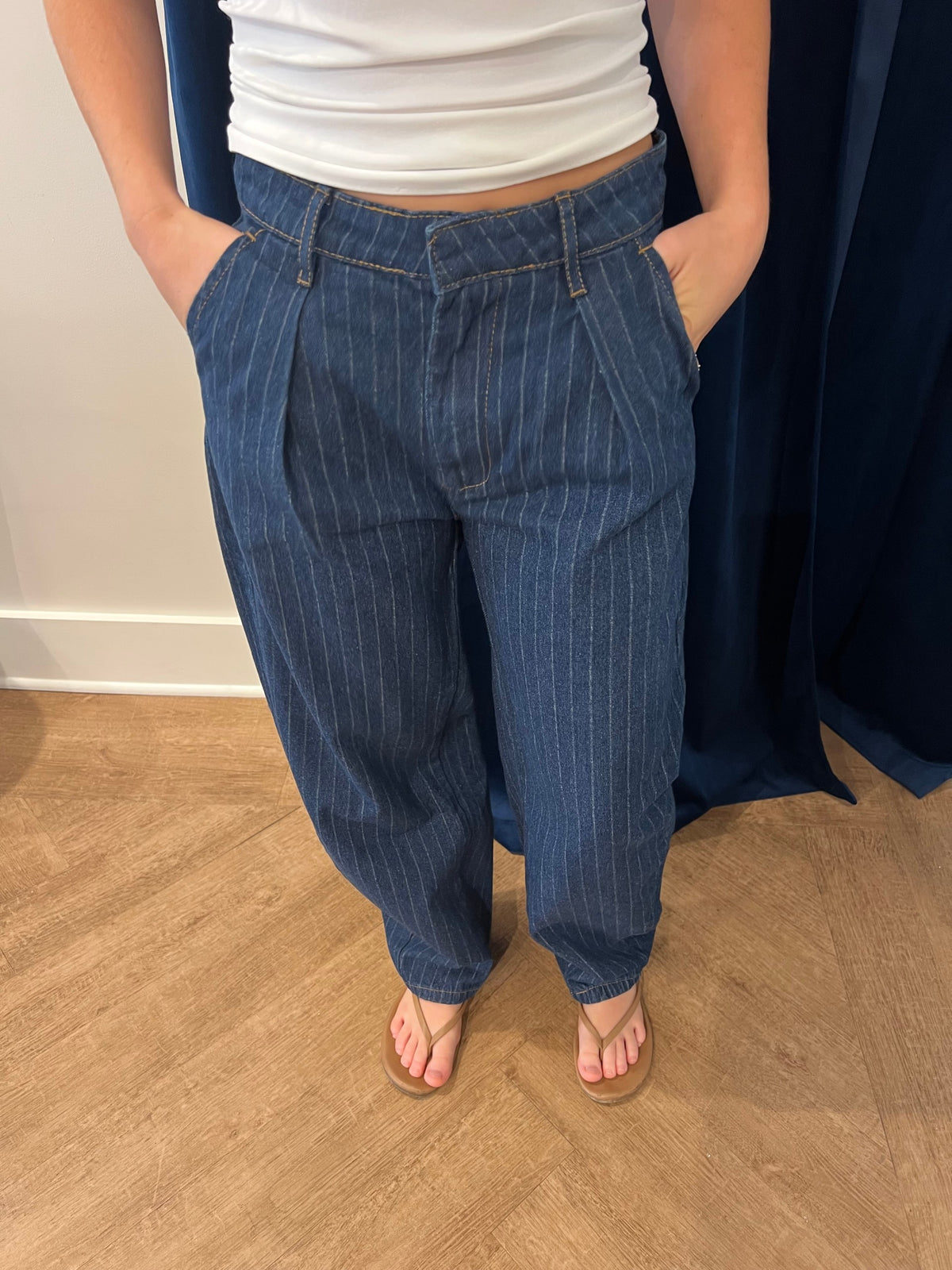 Striped Barrel Jean