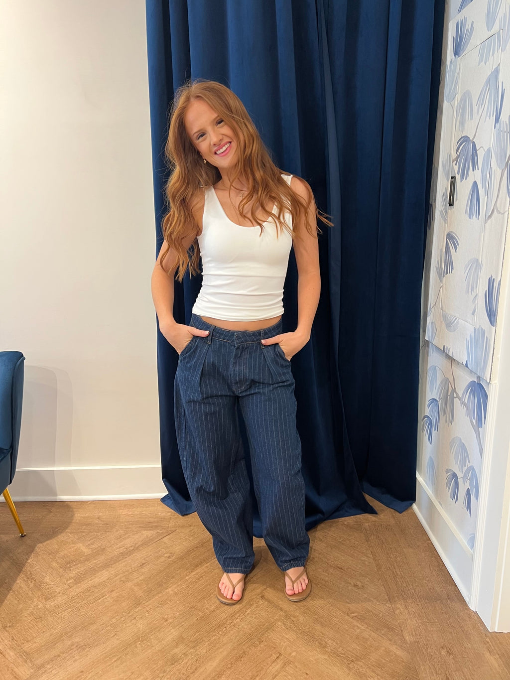 Striped Barrel Jean