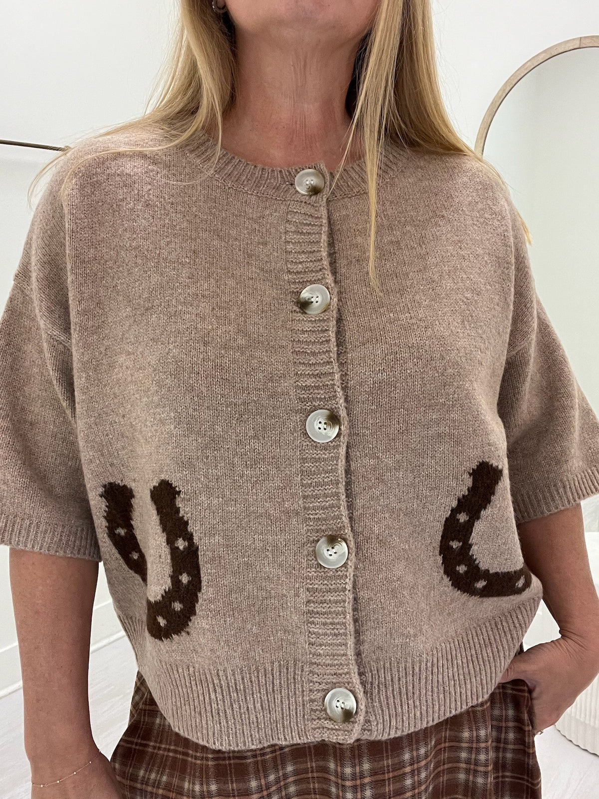 Horseshoe motif button up cardigan